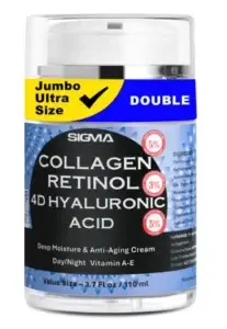 Best anti-aging face cream retinol 3% collagen 5% hyaluronic acid wrinkle reducer moisturizer jumbo size 3.7 Fl oz professional strength