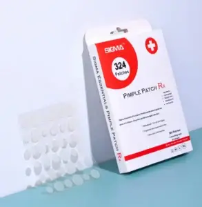 Pimple Patch Rx front box packaging 1 sheet 36 patches Sigma Essentials professional acne treatment clinical-strength hydrocolloid salicylic acid calendula tea tree oil 4 sizes S-M-L-XL