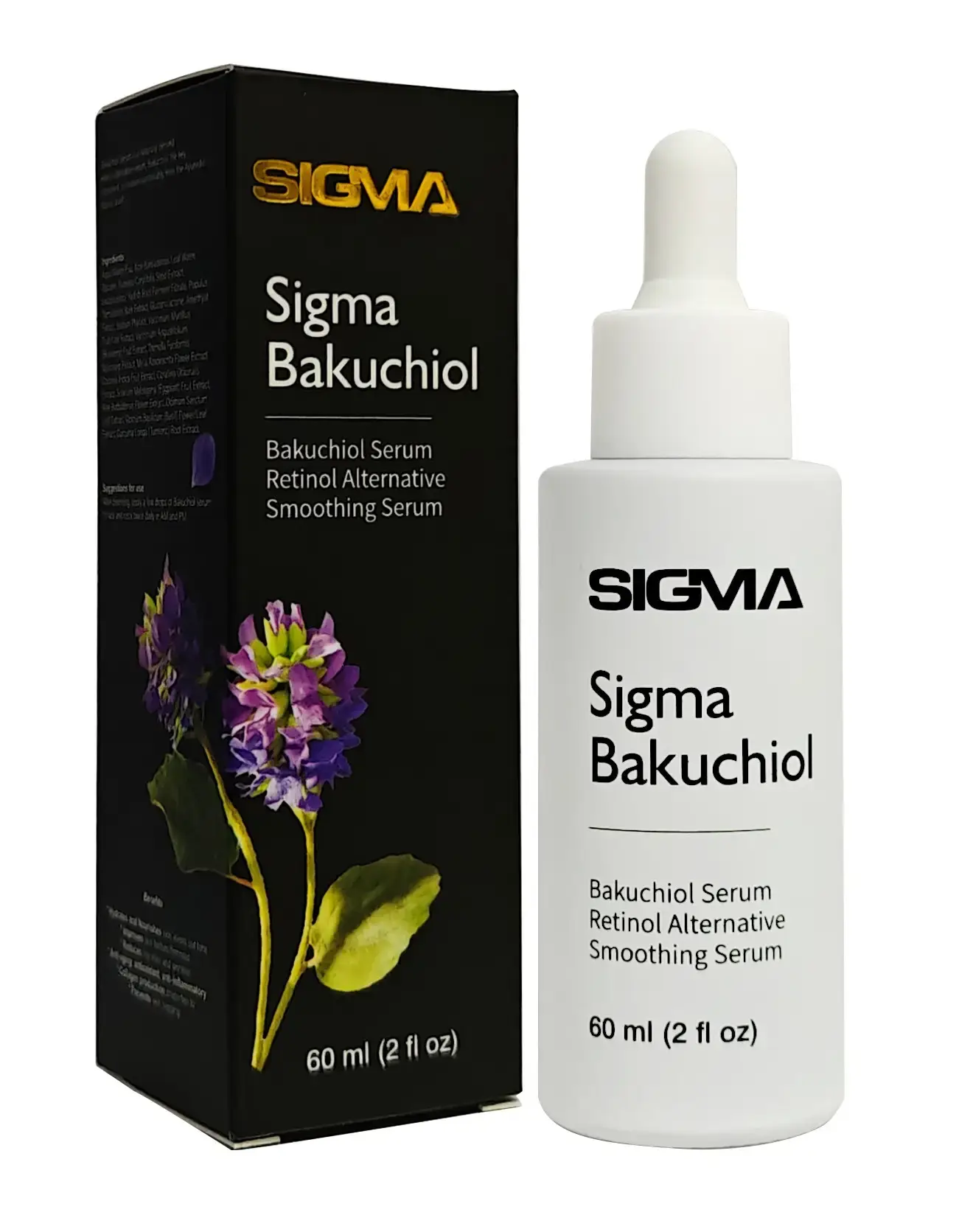 Sigma Essentials Bakuchiol pure bakuchiol serum natural retinol alternative advanced plant-based anti-aging concentrated serum professional results without irritation sensitive skin clinically proven benefits stimulates collagen production accelerates cell renewal diminishes wrinkles gentle yet powerful